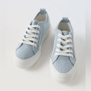 Zara kids shoes RHINESTONE DENIM SNEAKERS